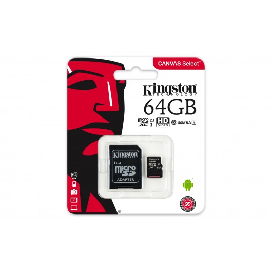 KINGSTON MEMORY CARD MICRO SD/TRANSFLASH 64GB